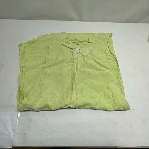 Chico’s Linen Green Button-up Blouse, Sleeveless with Collar Woman Size 2 - Picture 10 of 10